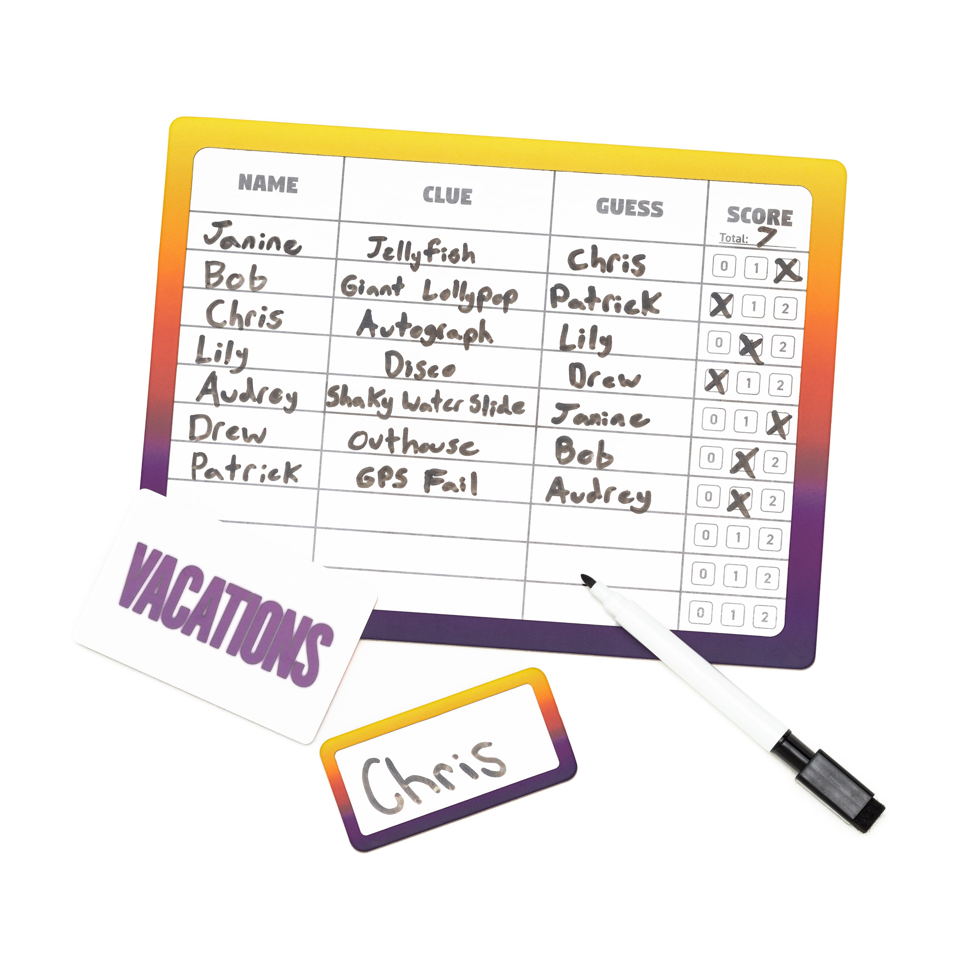 party game for friends and family, whiteboard game